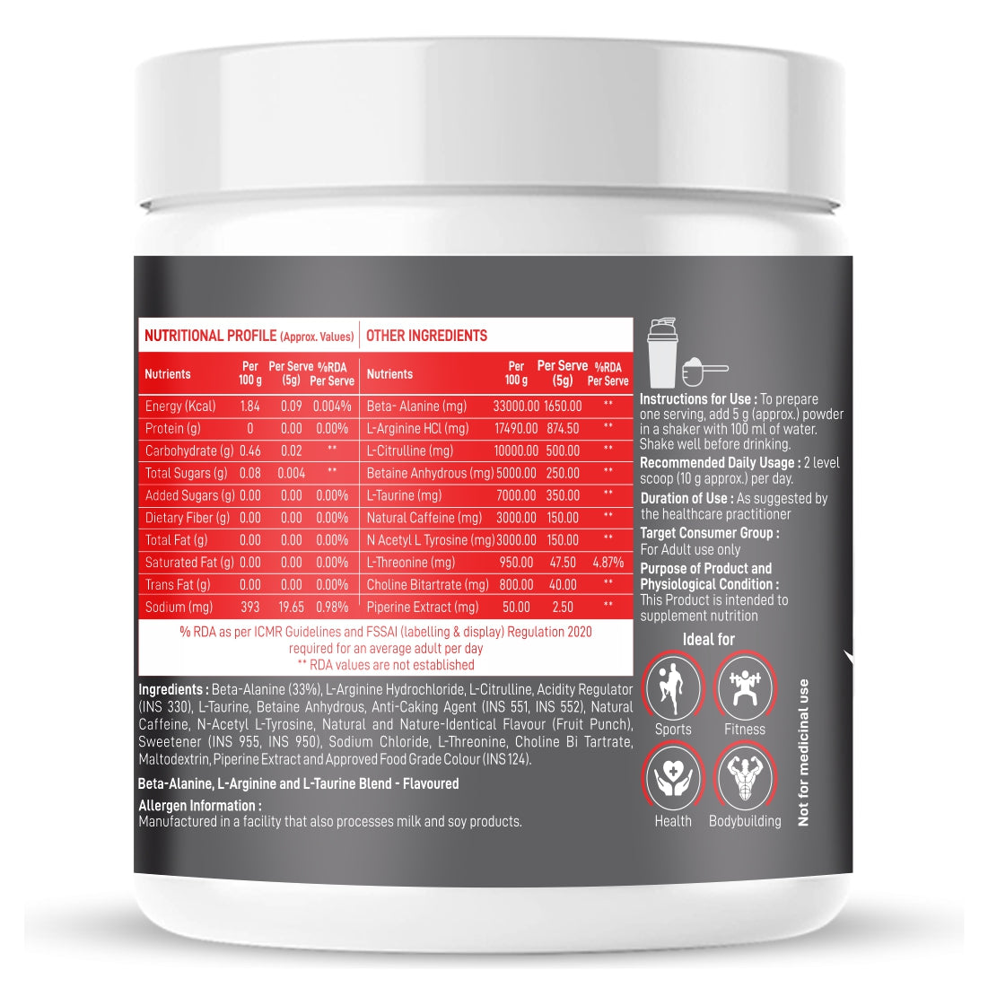 Dr Morpen Muscle Food Pre-Workout (Fruit -Punch)