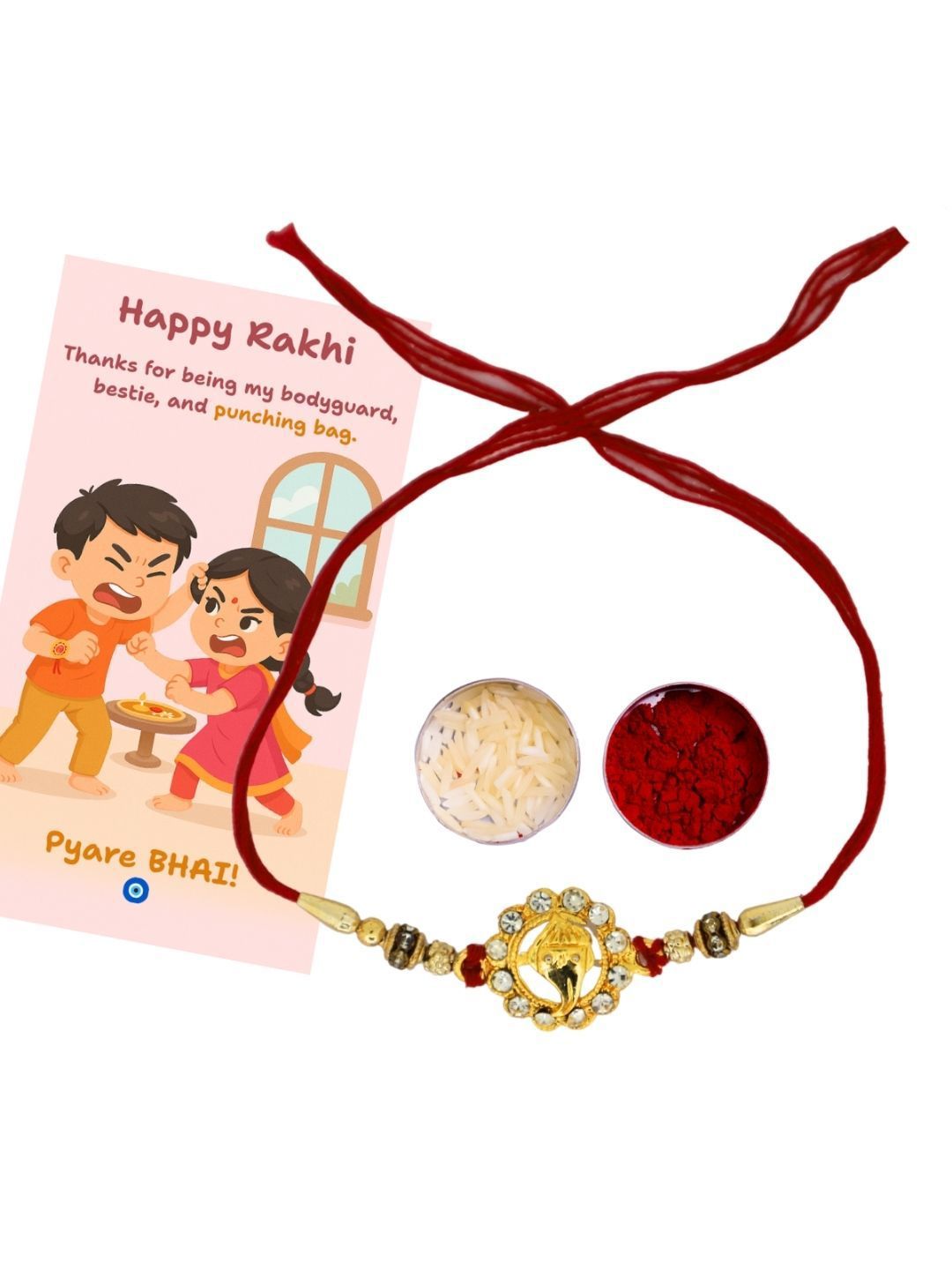 Anouk Thread Rakhi Greeting Card & Roli Chawal
