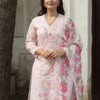 Dhiyona IE Women's Women Floral Embroidered Thread Work Kurta with Trousers & Dupatta