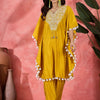 Indyancart SN Women's Embroidered V-Neck Mirror Work Kaftan With Trousers