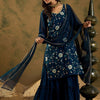 Dhiyona IE Floral Embroidered Thread Work Regular Sleeves V-Neck Georgette Kurta Set