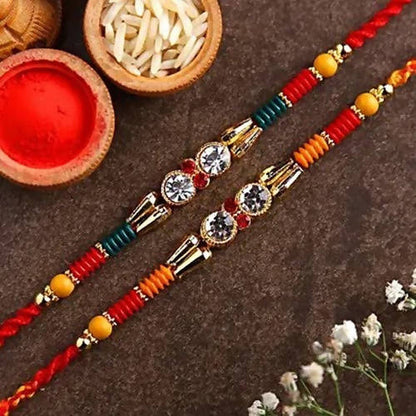 American Diamond Rakhi Set & Amul Milk Chocolates