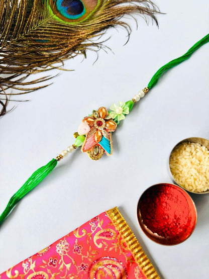 Anouk Multi Colored Pack of 2 Floral Traditional Handmade Rakhi Set
