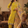 Dhiyona IE Floral Embroidered Straight Kurta With Trousers & Dupatta