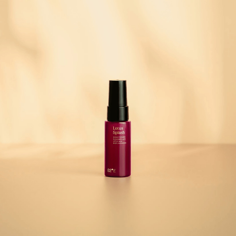 82°E Deepika Padukone skincare gift kit with mini gold sunscreen bottle, featuring the product label and packaging details.