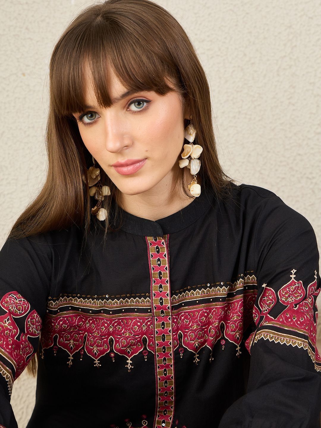 Women Ethnic Motifs Regular A-Line Pure Cotton Kurta with Palazzos Kurta Sets