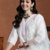 Indyancart IE Women Floral Embroidered Regular Thread Work Kurta with Trousers & With Dupatta