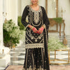 Dhiyona IE Ethnic Motifs Embroidered Chinon Straight Sequinned Kurta With Palazzos & Dupatta