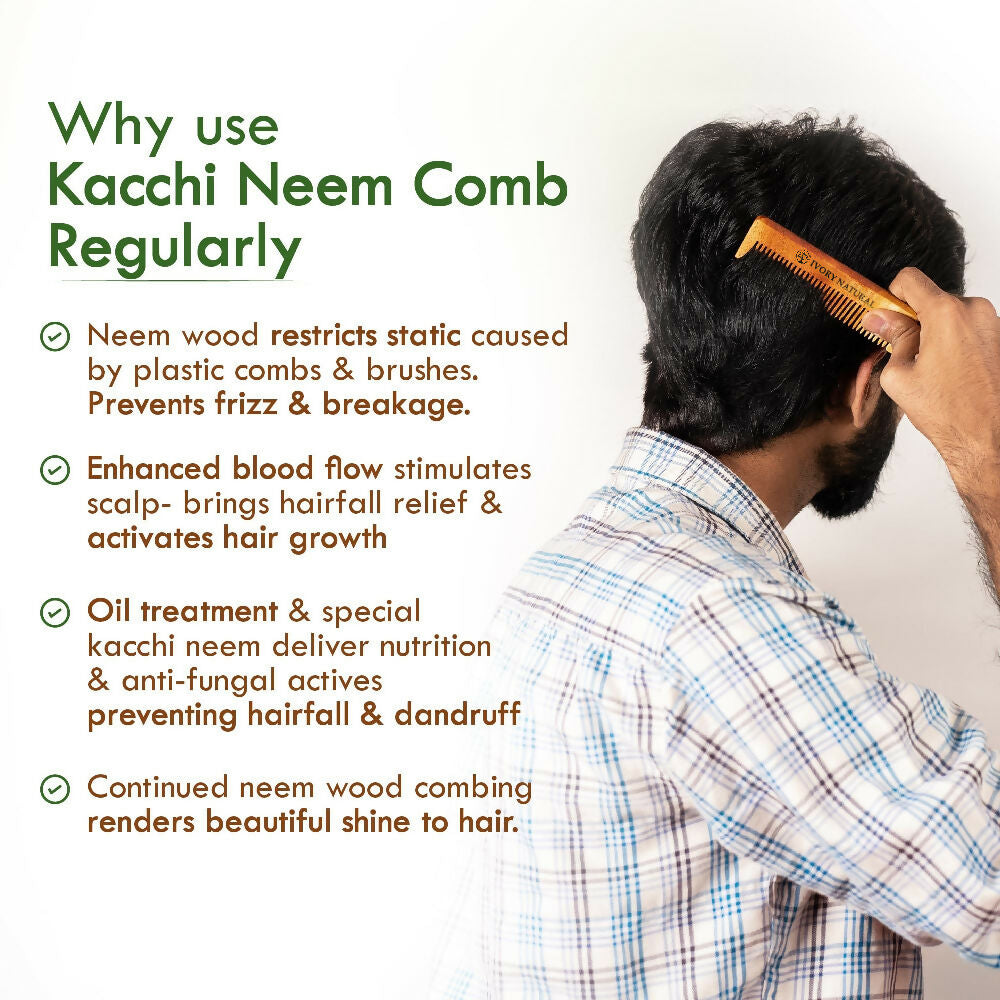 Ivory Natural Shampoo Kacchi Neem Comb Infused With Organic Oil For Hair Strengthening Natural Nourishment, Scalp Wellness