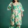 Dhiyona IE Floral Printed Round Neck Regular Pure Cotton Kurta with Trousers