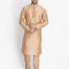 Men's Rose Gold Cotton Blend Straight Kurta Pyjama Set