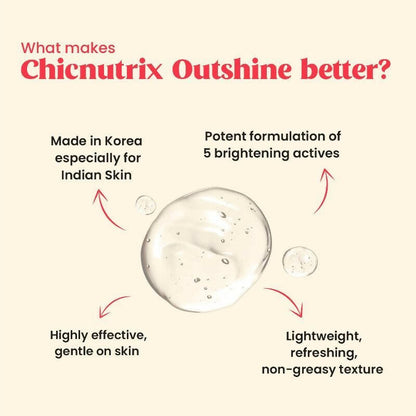 Chicnutrix Outshine Face Serum - Niacinamide + Vitamin C + Glutathione + Arbutin - Glowing Skin - Indyancart