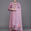 Indyancart IE Women Floral Embroidered Cotton Kurta with Trousers & Dupatta