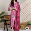 Dhiyona IE Women Floral Printed Regular Mirror Work Kurta With Trousers & Dupatta Kurta Sets