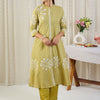 Dhiyona IE Floral Printed Mandarin Collar Pure Cotton A-Line Kurta With Trousers