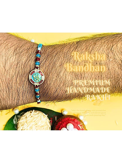 Anouk Set Of 12 Beaded Cotton Thread with AD Stones & Meenakari Designer Rakhi for Brother