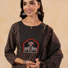 Indyancart IE Ethnic Motifs Printed Pure Cotton Straight Kurta With Trousers & Dupatta