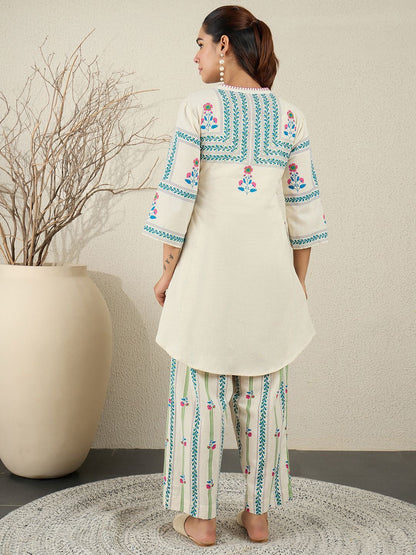 Dhiyona IE Printed Pure Cotton Top With Trouser Co-Ords