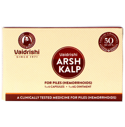 Vaidrishi Arsh Kalp Kit for Piles (6 Capsules & 1 Tube of 6gm Ointment)