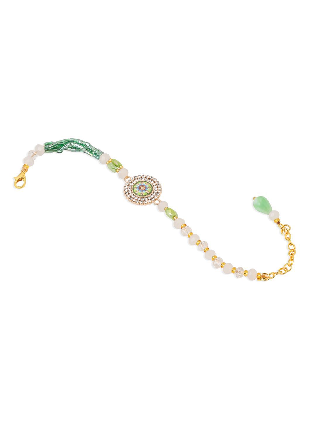 Anouk Artificial Stones & Beads Floral Wraparound Rakhi With Roli Chawal Chandan Mishri