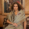 Dhiyona GR Women's Queen Dark Grey Banarasi Digital Soft Silk Saree