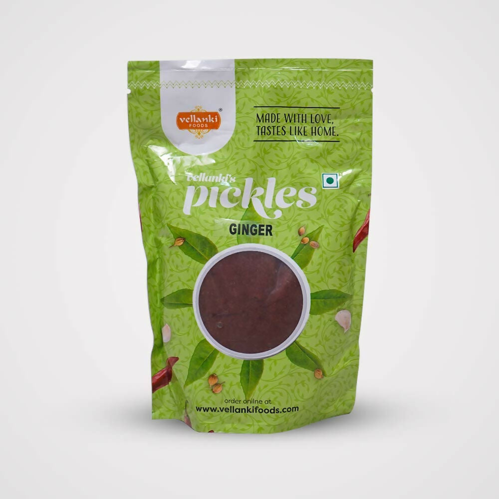 Vellanki Foods Andhra pickles combo pack with ginger and tomato pickles in 250g jars, traditional North Indian style.