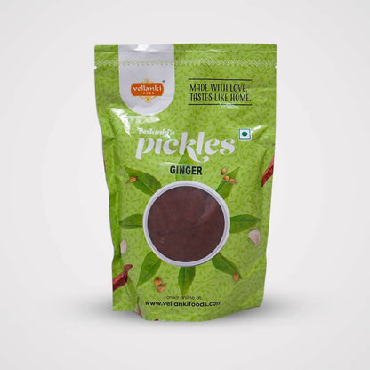 Vellanki Foods Andhra pickles combo pack with ginger and tomato pickles in 250g jars, traditional North Indian style.