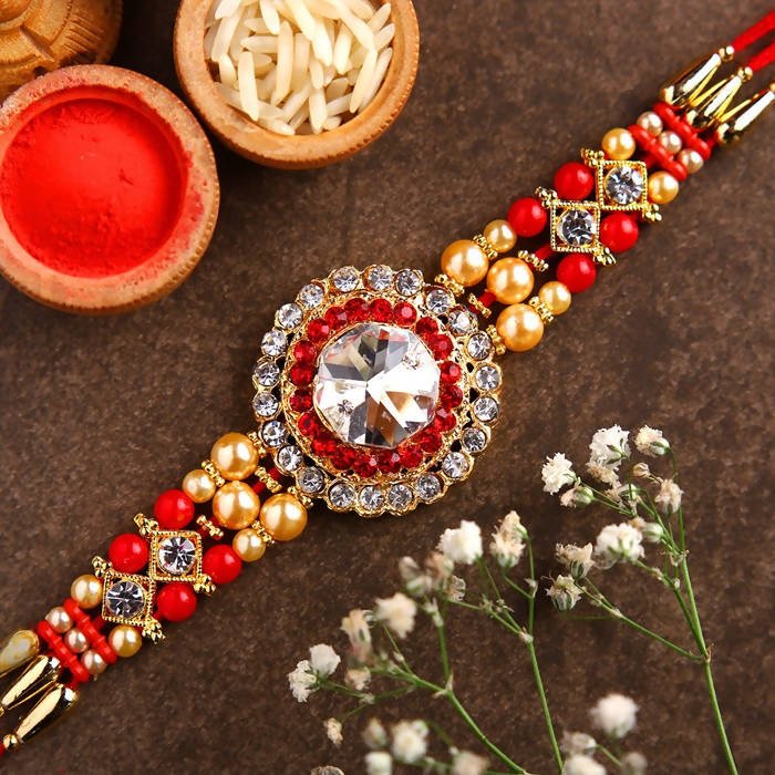 American Diamond Bling Rakhi And Fruit N Nut Chocolates