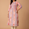 Dhiyona IE Floral Printed Pleated Pure Cotton A-Line Kurta with Trousers