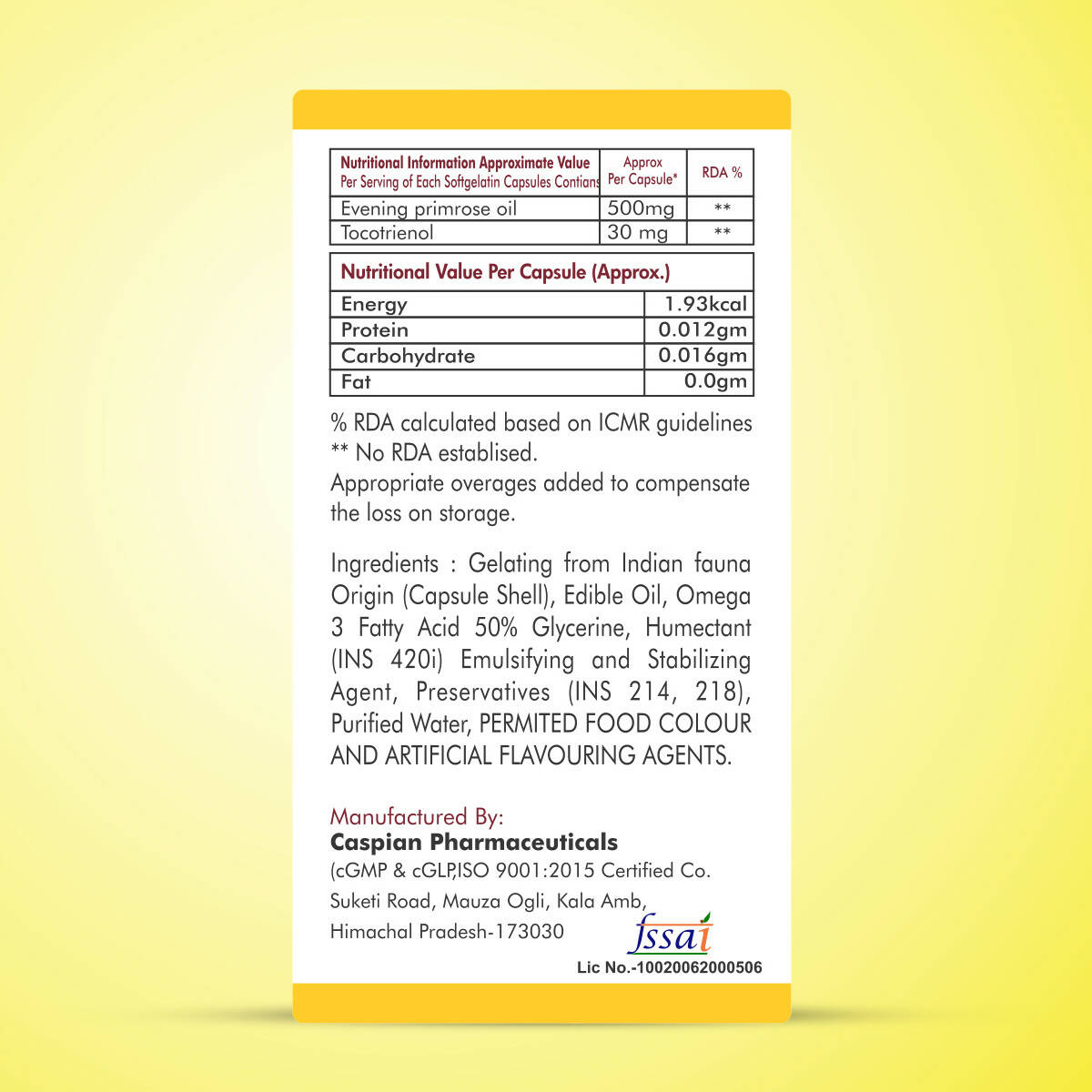 Fytika Epo 1000 Evening Primrose Oil and Tocotrienol Capsules - Indyancart