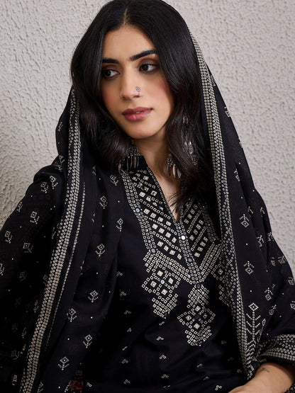 Women Ethnic Motifs Printed Regular Pure Cotton Kurta with Trousers & With Dupatta