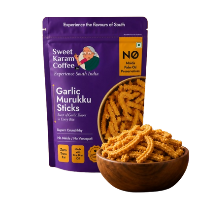 Sweet Karam Coffee Garlic Murukku Sticks