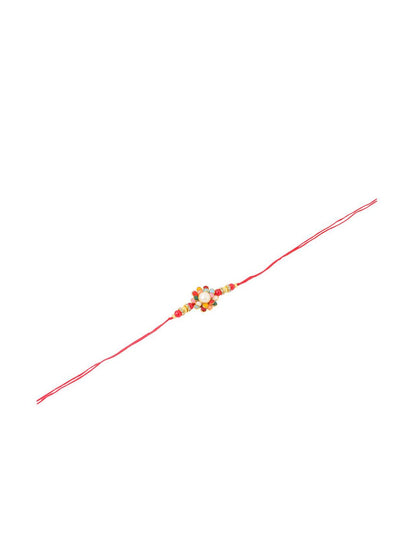 Anouk Men Multicolor Beads & Pearls Floral Design Thread Rakhi For Rakshabandhan