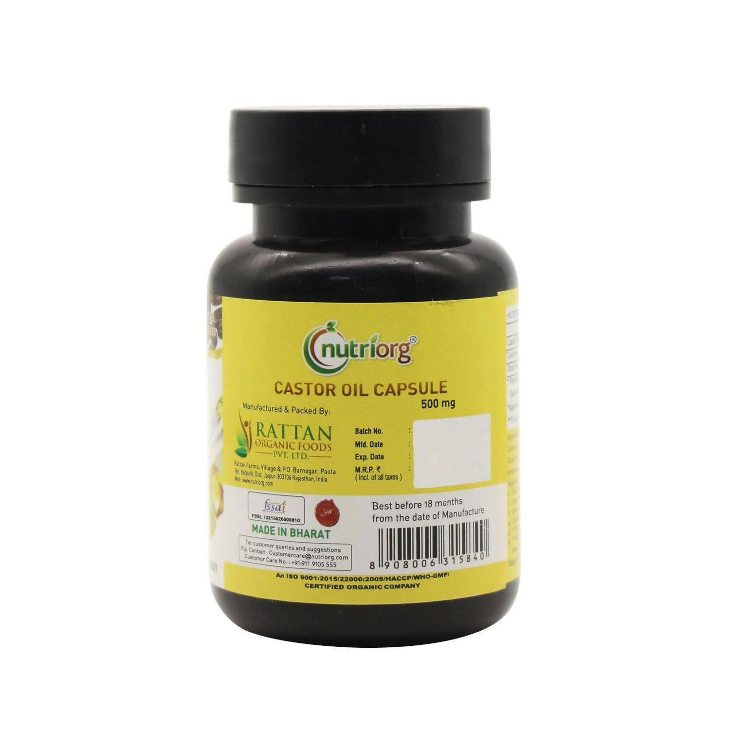 Nutriorg Castor Oil Soft Gel Capsules - Indyancart