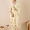 Indyancart IE Women Floral Embroidered Regular Thread Work Pure Cotton Kurta with Trousers & With Dupatta
