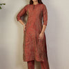 Indyancart IE Ethnic Motifs Embroidered Thread Work Pure Cotton Kurta With Trousers