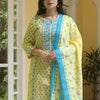 Indyancart IE Women Ethnic Motifs Printed Regular Pure Cotton Kurta with Trousers & Dupatta