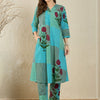 Dhiyona IE Floral Printed Pure Cotton A Line Kurta With Trousers