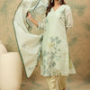 Dhiyona VA Women'sFloral Printed V-Neck Chanderi Silk Kurta With Trousers & Dupatta