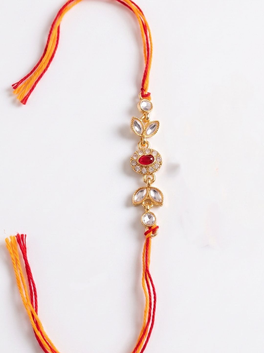 Anouk Set Of 2 Kundan Studded Gold Toned Bhaiya Bhabhi Rakhi