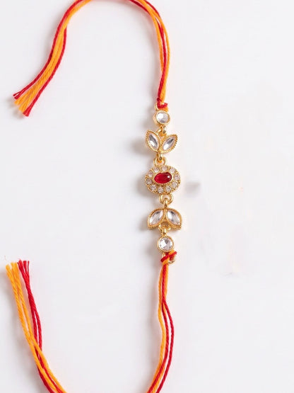Anouk Set Of 2 Kundan Studded Gold Toned Bhaiya Bhabhi Rakhi
