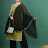 Dhiyona SN Women's Green Bandhani Embroidered Shoulder Straps Sequinned Kurta With Palazzo & Dupatta