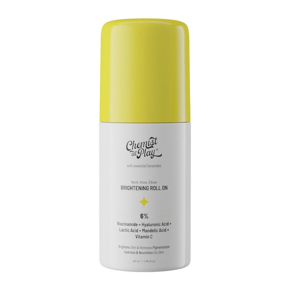 Chemist At Play brightening underarm cream and roll-on combo for neck, knee, and elbow skin brightening and care.