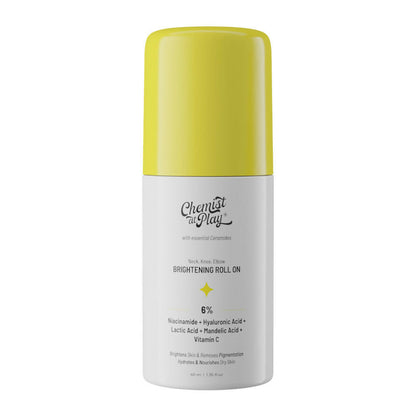Chemist At Play brightening underarm cream and roll-on combo for neck, knee, and elbow skin brightening and care.