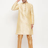 Men's Gold Silk Blend Straight Kurta Pyjama Set