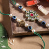 Dhiyona Unisex Set of 2 Beaded Bhai Bhabhi Rakhis With Roli & Chawal