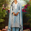 Dhiyona IE Women Ethnic Motifs Embroidered Cotton Kurta with Trousers & Dupatta