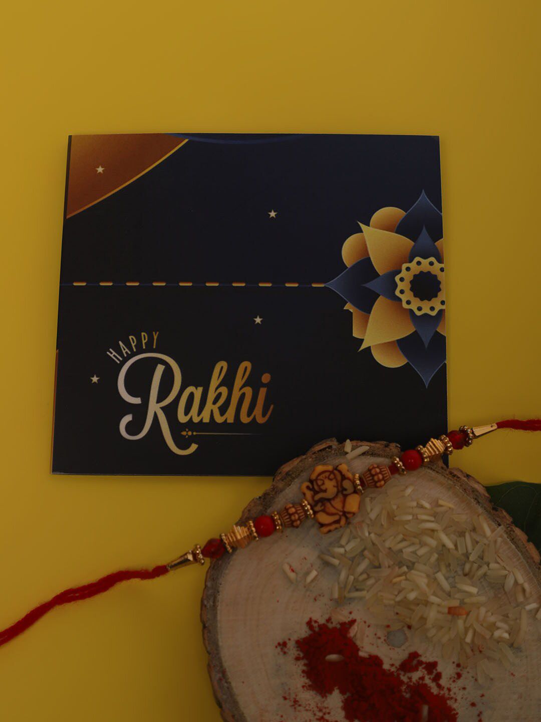 Anouk Unisex Set Of 2 Beaded Thread Rakhi With Greeting Card