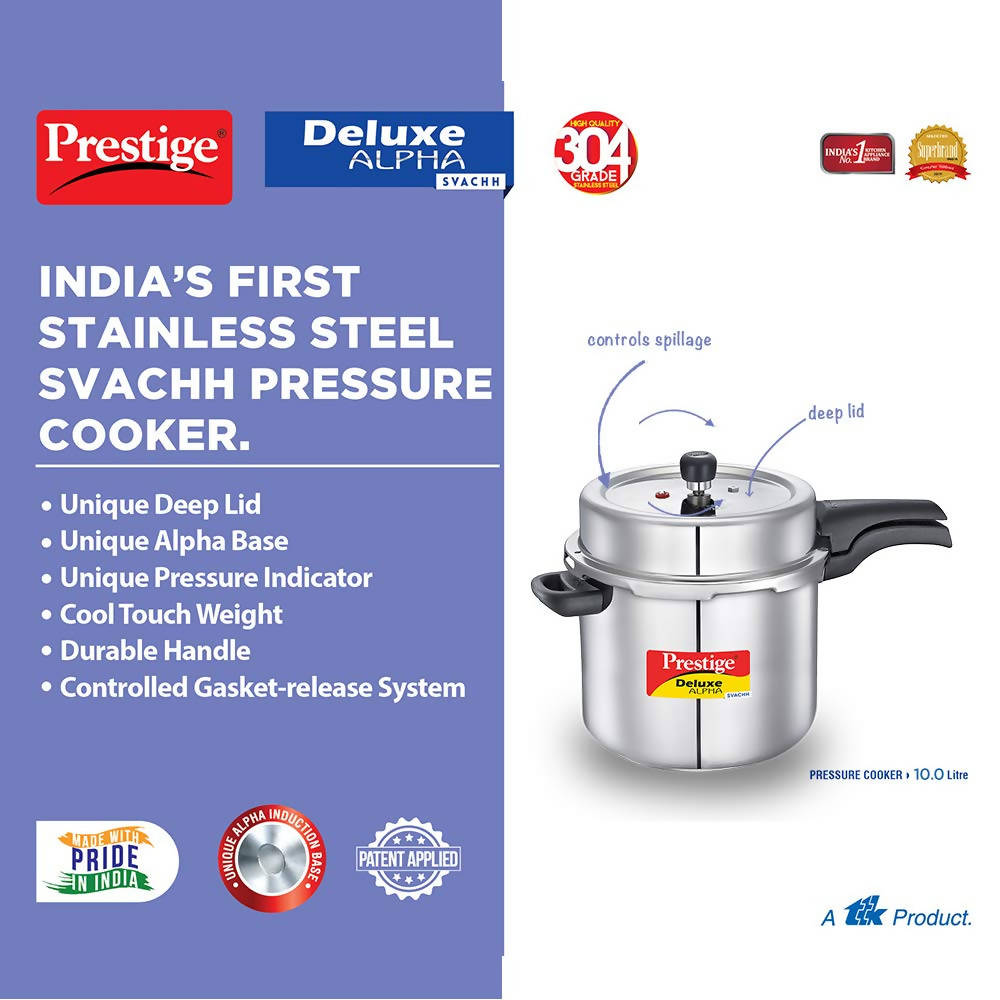 Prestige SS Deluxe Alpha Svachh Stainless steel Pressure Cooker