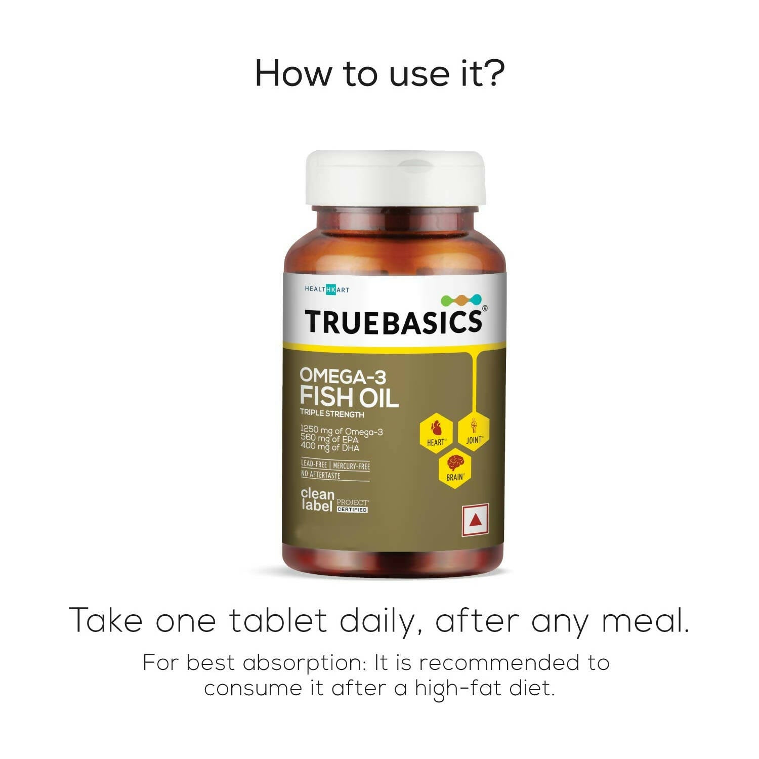 TrueBasics Omega-3 Fish Oil Capsules for Women & Men - Indyancart